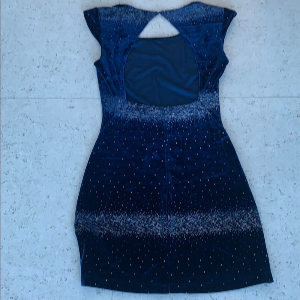 Velour Midnight Navy Dress/Sparkles. Open Back. - image 3